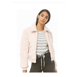 NWT Forever 21 Light Pink Faux Fur Jacket Small